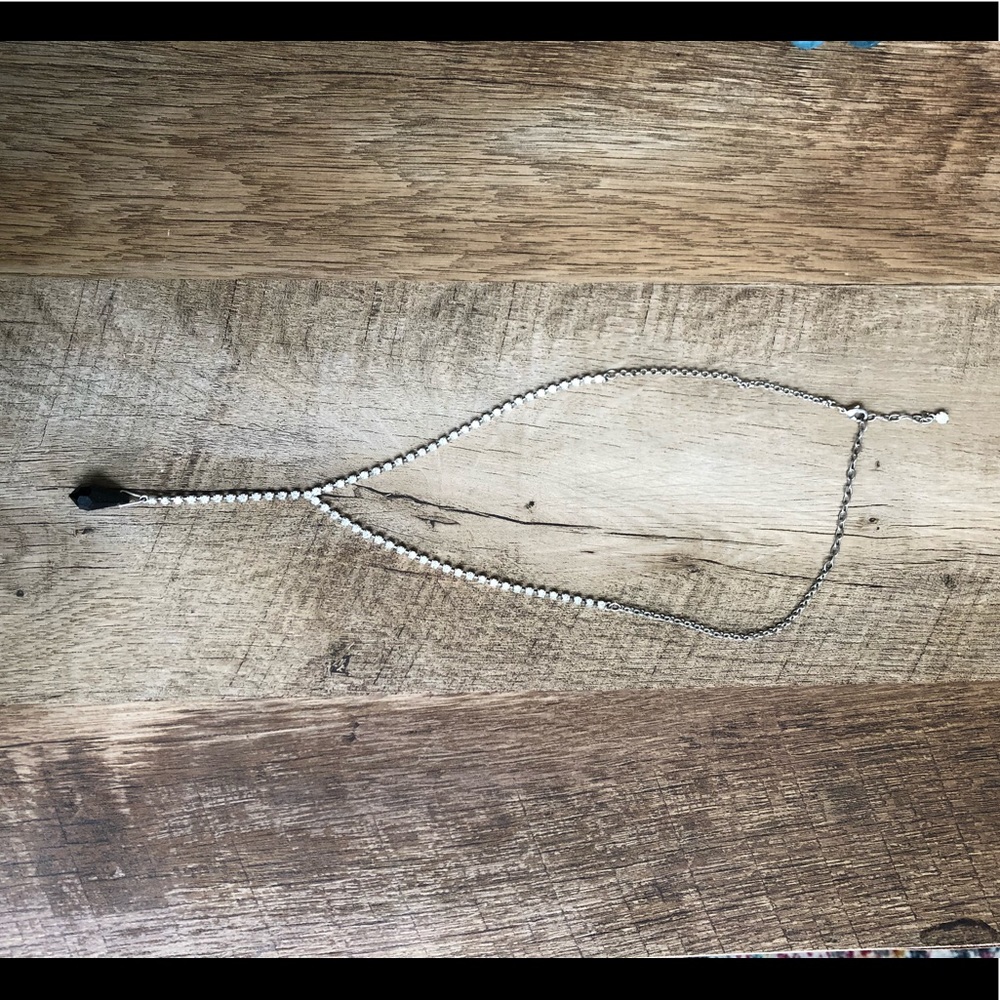 Dainty black and CZ necklace